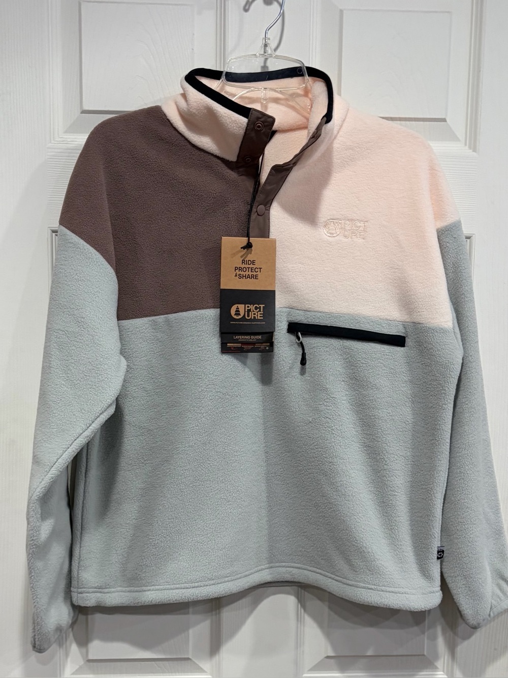 Picture Women's Medium Arcca Quarter Fleece Jacket NWT 1/4 Zip Retro Style Sage